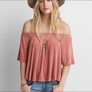 Rosewood pink, off-the-shoulder soft & sexy blouse